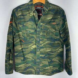 Superdry Green Camo Rookie Edition Tiger Patch Button Down